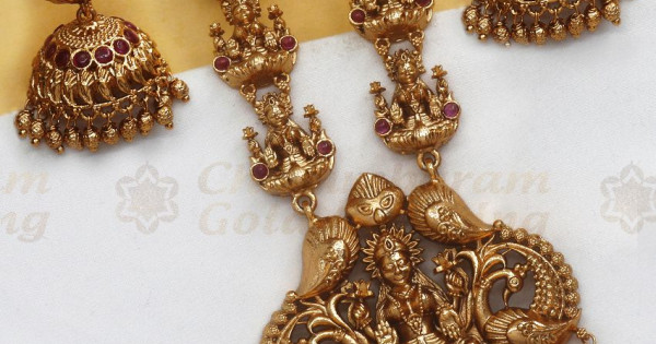 Temple Jewelry Antique Harams Antique Imitation Necklace Antique Ear Rings Jhumka Original Kundan work Imitation Jewels with 1 year and 6 months guarantee